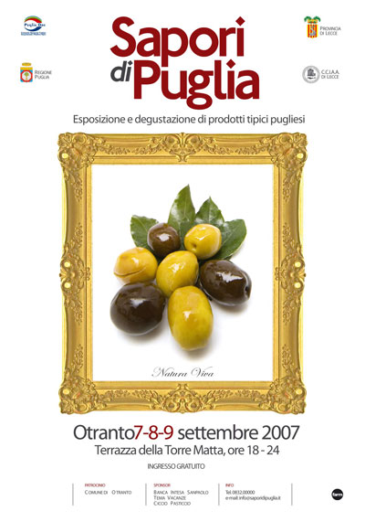 Sapori di Puglia rassegna enogastronomica dal 7 al 9 settembre Stasera conferenza stampa al castello e inaugurazione sulla Terrazza di Torre Matta