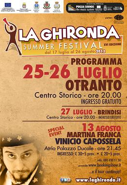La Ghironda Summer Festival 2012 il 25 e il 26 luglio a Otranto