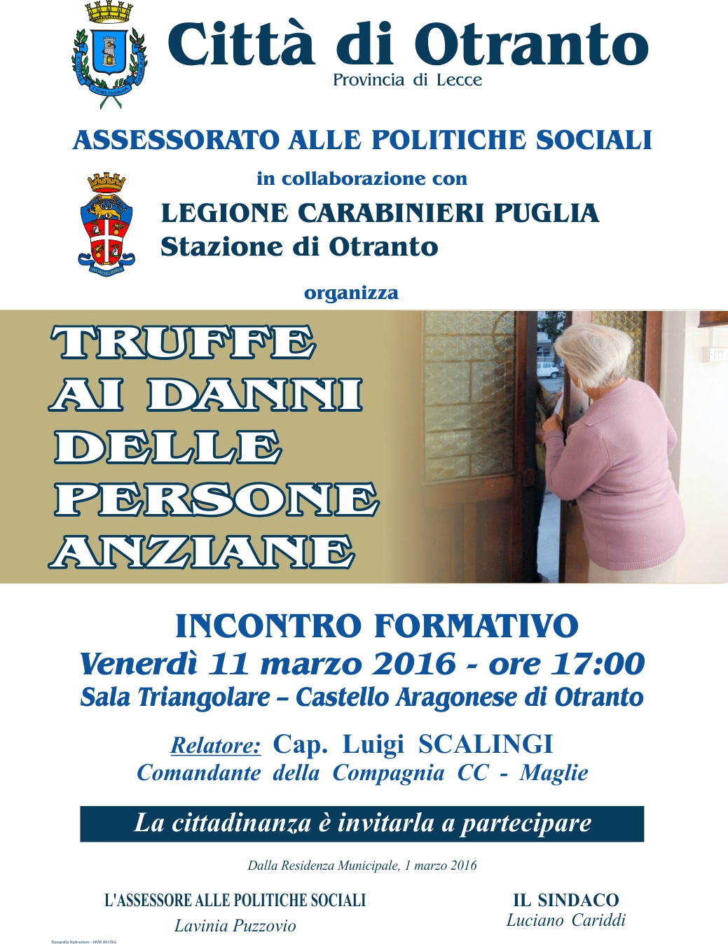 Incontro formativo Truffe ai danni delle persone anziane